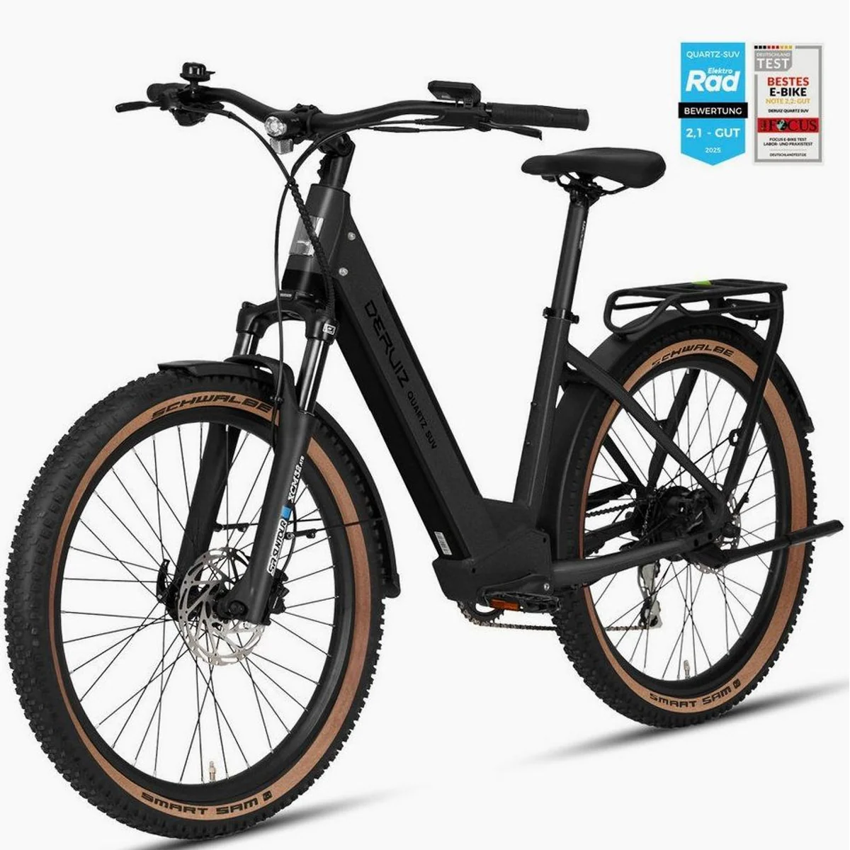 DERUIZ E-Bike Trekkingrad 28 Zoll Quartz SUV, 644 Wh, 160 km Reichweite, 55 Nm Motorunterstützung