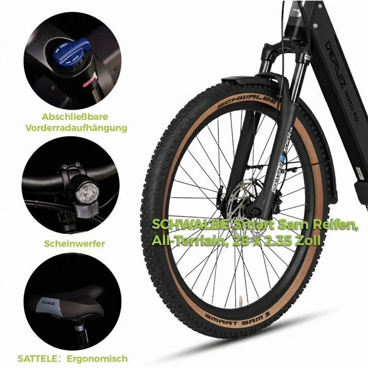 DERUIZ E-Bike Trekkingrad 28 Zoll Quartz SUV, 644 Wh, 160 km Reichweite, 55 Nm Motorunterstützung 2
