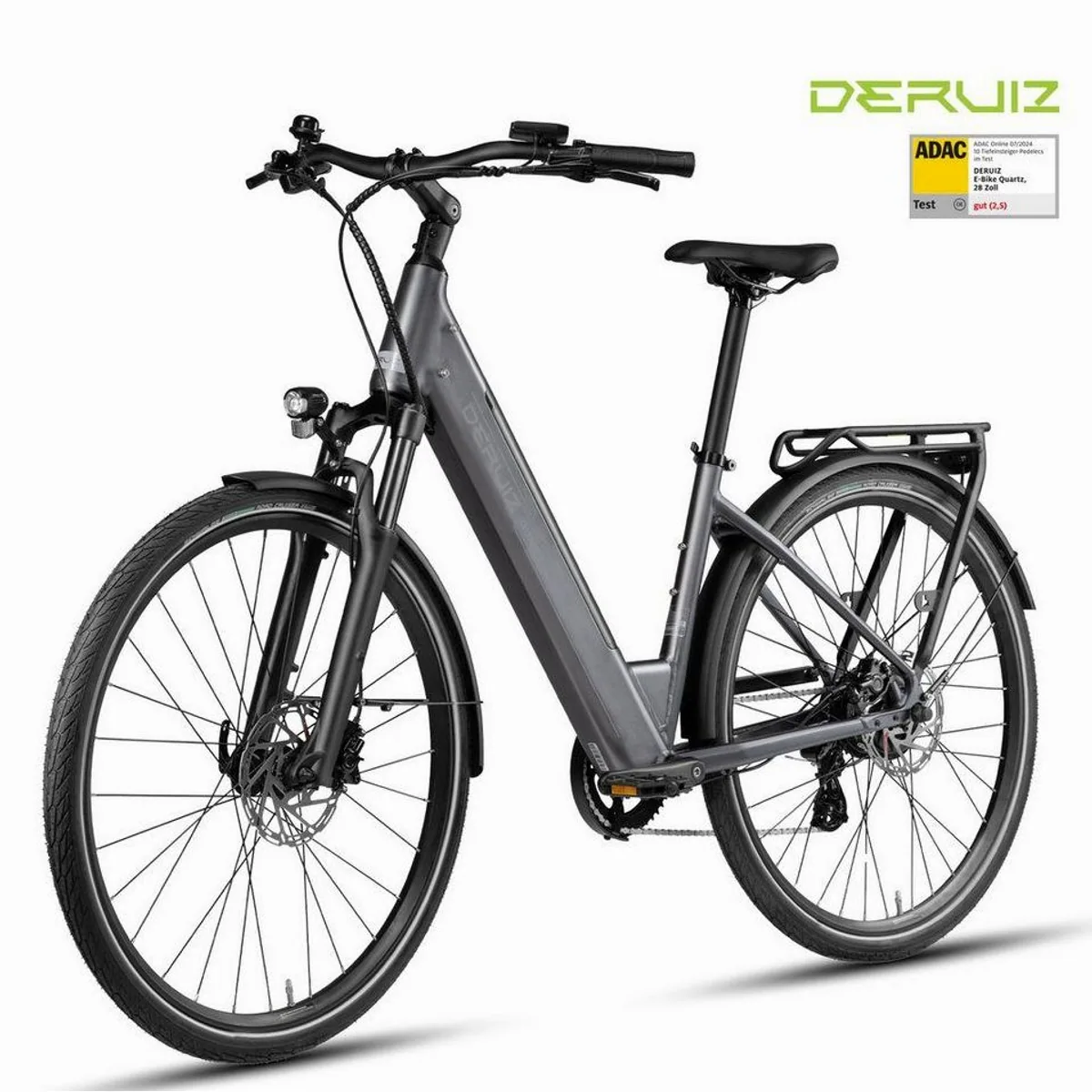 DERUIZ Quartz E-Bike Cityrad 28 Zoll, 160 km Reichweite, 8-Gang Shimano Schaltung
