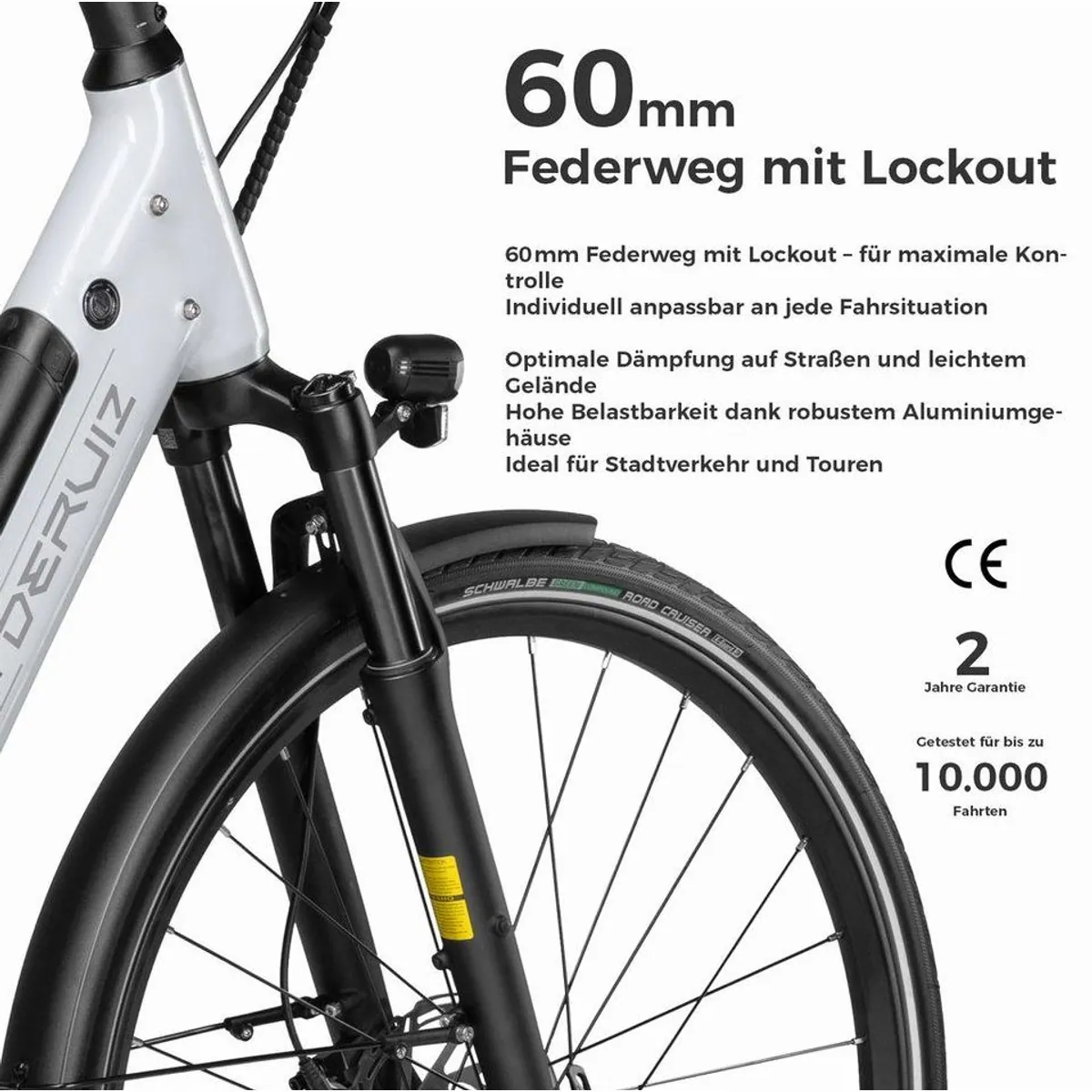 DERUIZ Quartz E-Bike Cityrad 28 Zoll, 160 km Reichweite, 8-Gang Shimano Schaltung 3