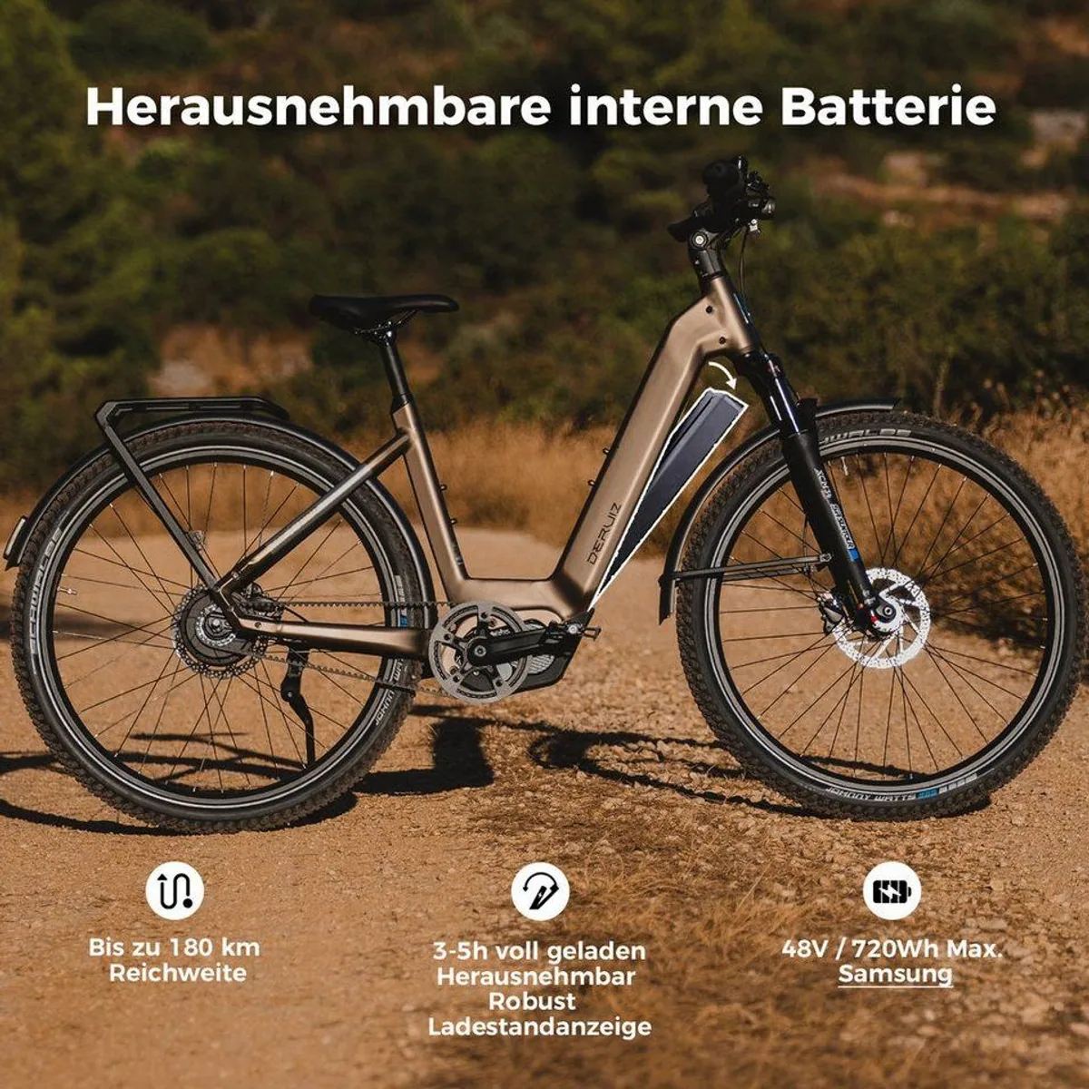 DERUIZ Mica Pro E-Bike 28 Zoll, 110 Nm, 180 km Reichweite, Gates Riemenantrieb 2