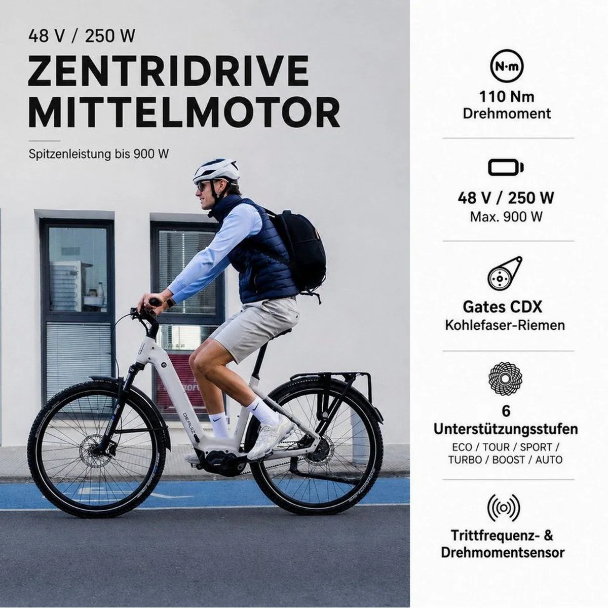 DERUIZ Mica Pro E-Bike, 110 Nm Antrieb, 180 km Reichweite, 720 Wh Akku 4