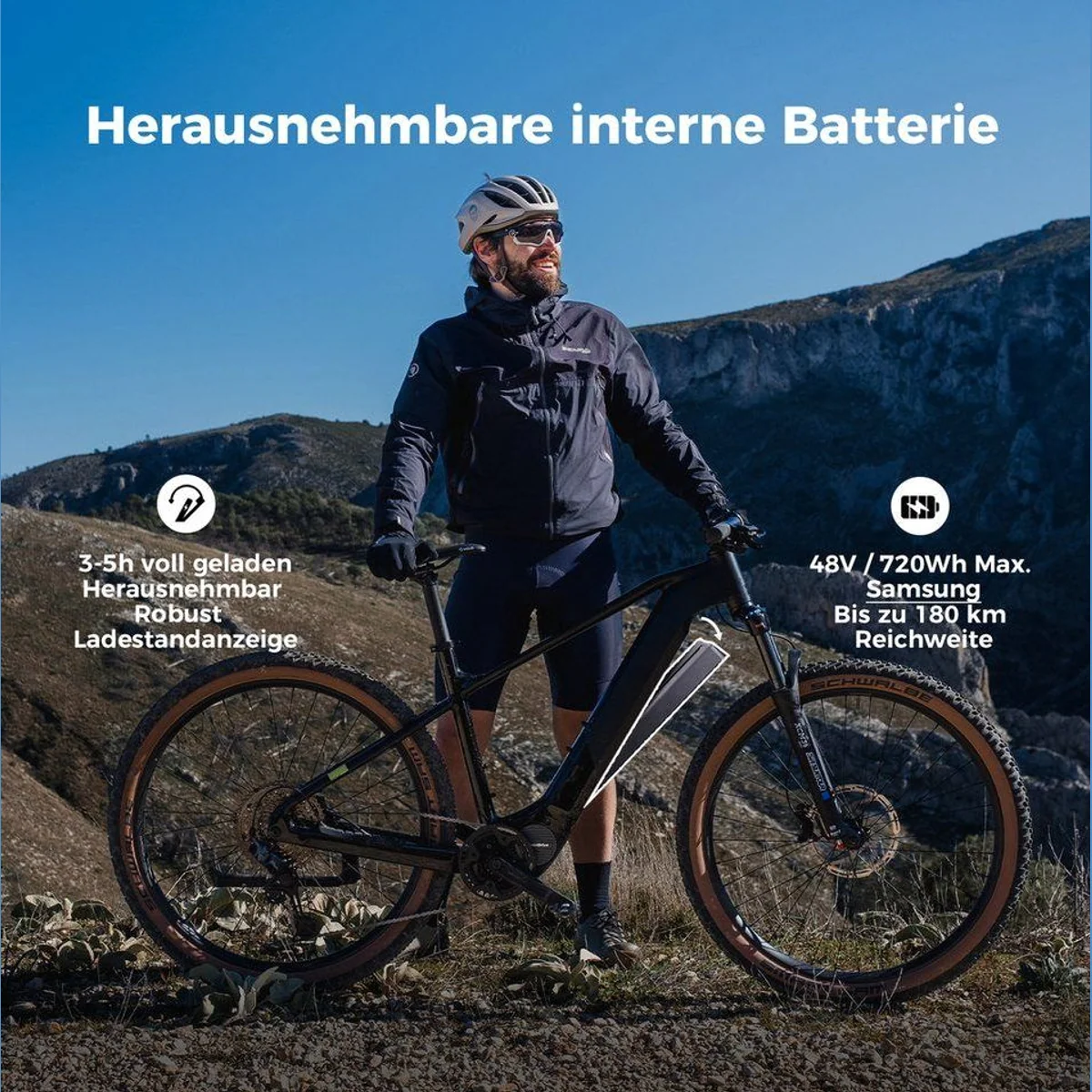 DERUIZ Dolomit E-Mountainbike 29 Zoll, 110 Nm Mittelmotor, 720Wh Akku 3