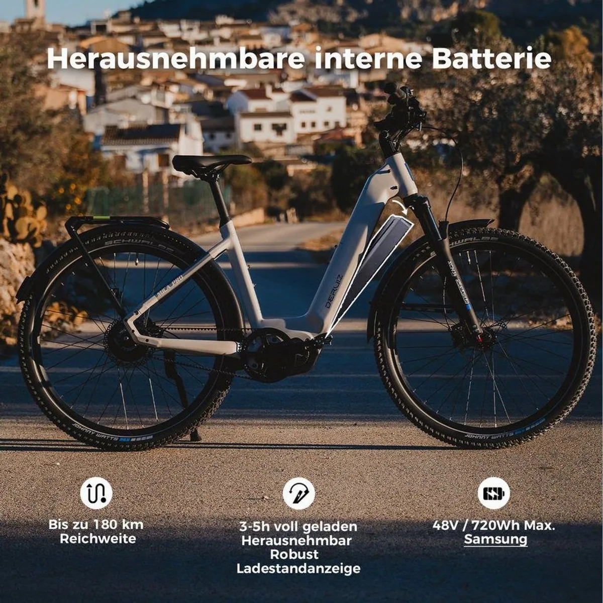 DERUIZ Mica Pro E-Bike, 110Nm Mittelmotor, 720Wh Akku, Tiefeinsteiger 4