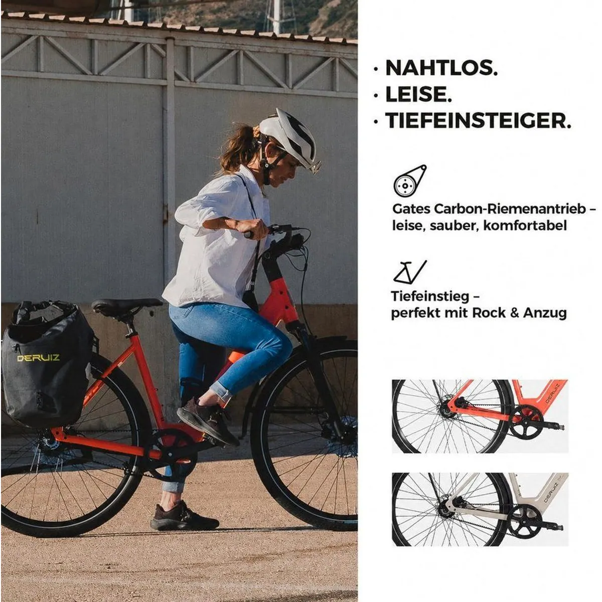 DERUIZ Turmali Comfort E-Bike, 28 Zoll, 360 Wh Akku, Gates Riemenantrieb 2