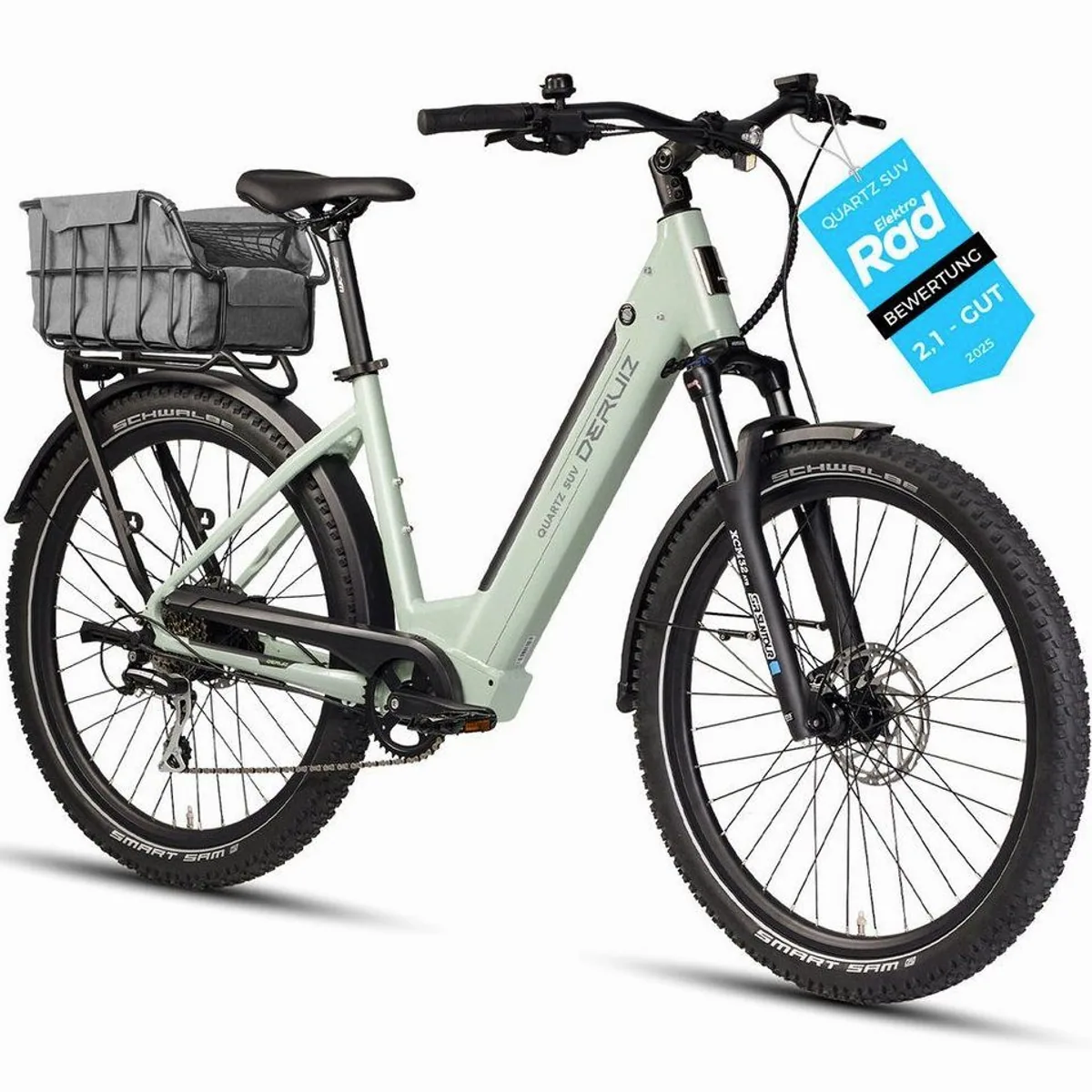 DERUIZ Quartz SUV E-Bike, 160 km Reichweite, 250 W Motor, 8-Gang Shimano — komfortabel & vielseitig