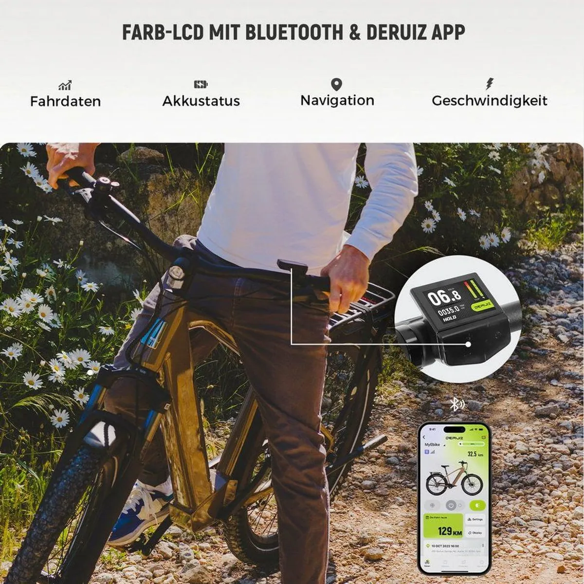 DERUIZ Marble SUV E-Bike, 161 km Reichweite, 250 W Heckmotor, hydraulische Scheibenbremsen 5