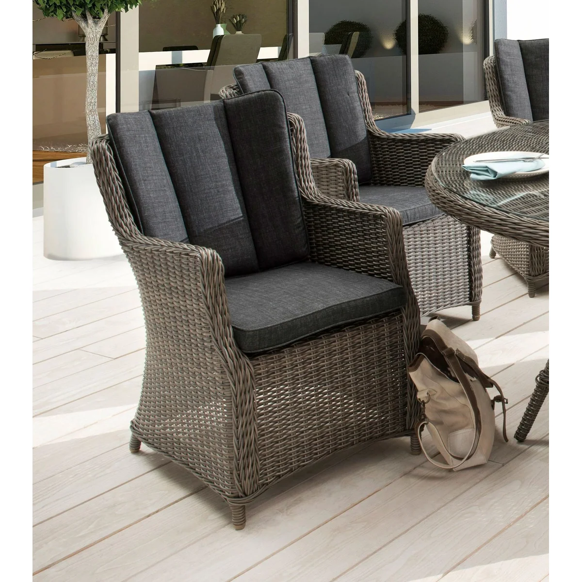 Destiny Garten-Essgruppe LUNA, 19-tlg., 6 Sessel, Tisch & Drehteller 2