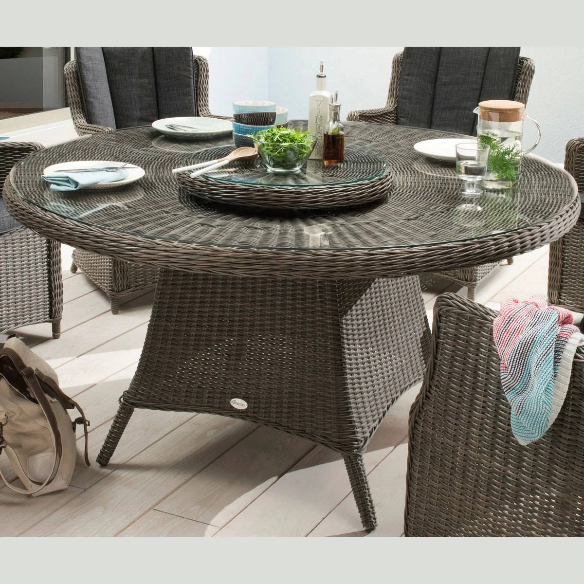 Destiny Garten-Essgruppe LUNA, 19-tlg., 6 Sessel, Tisch & Drehteller 3