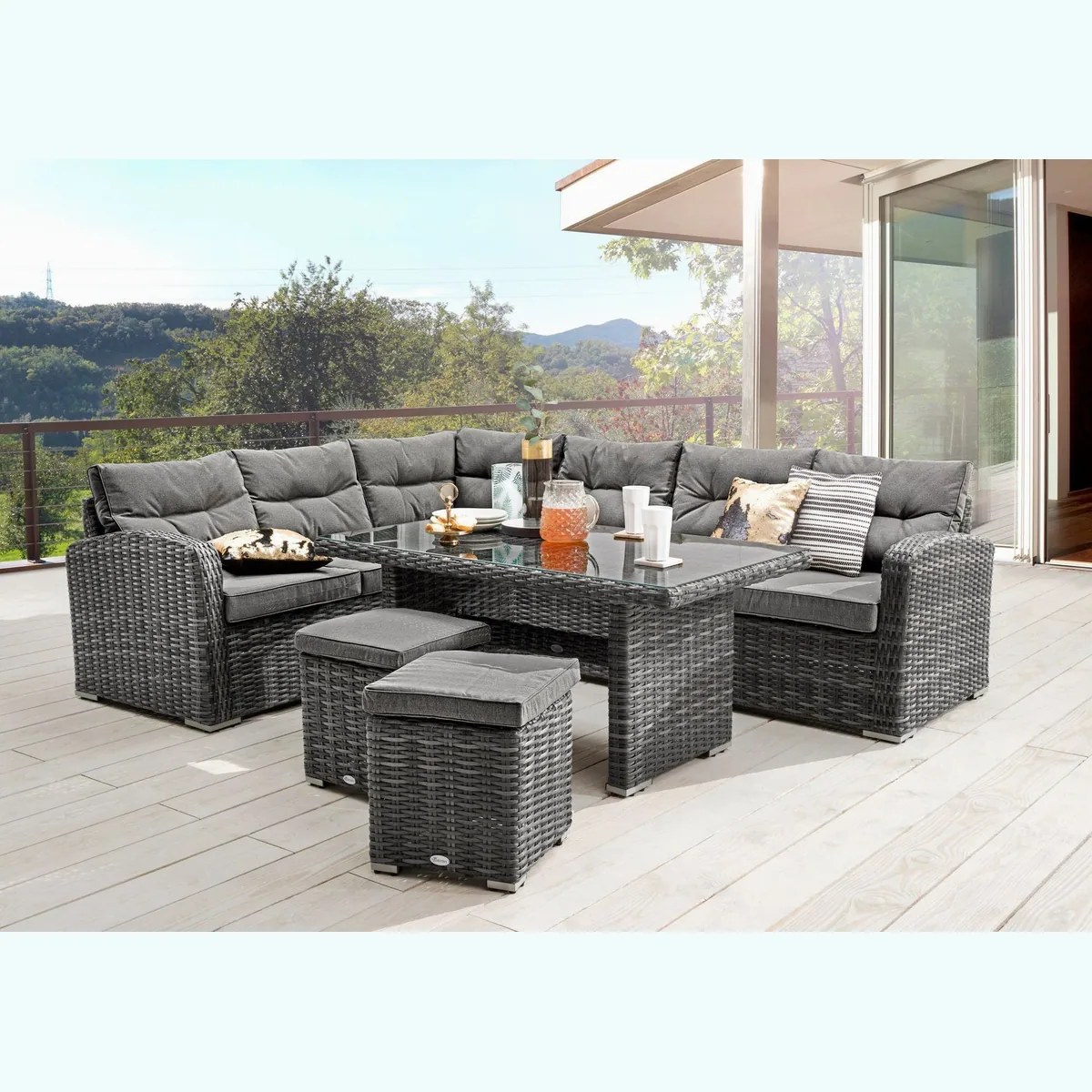 Destiny Gartenlounge-Set SANTA PONSA II, pflegeleichtes Polyrattan, gemütliche Polster, großzügiger Tisch