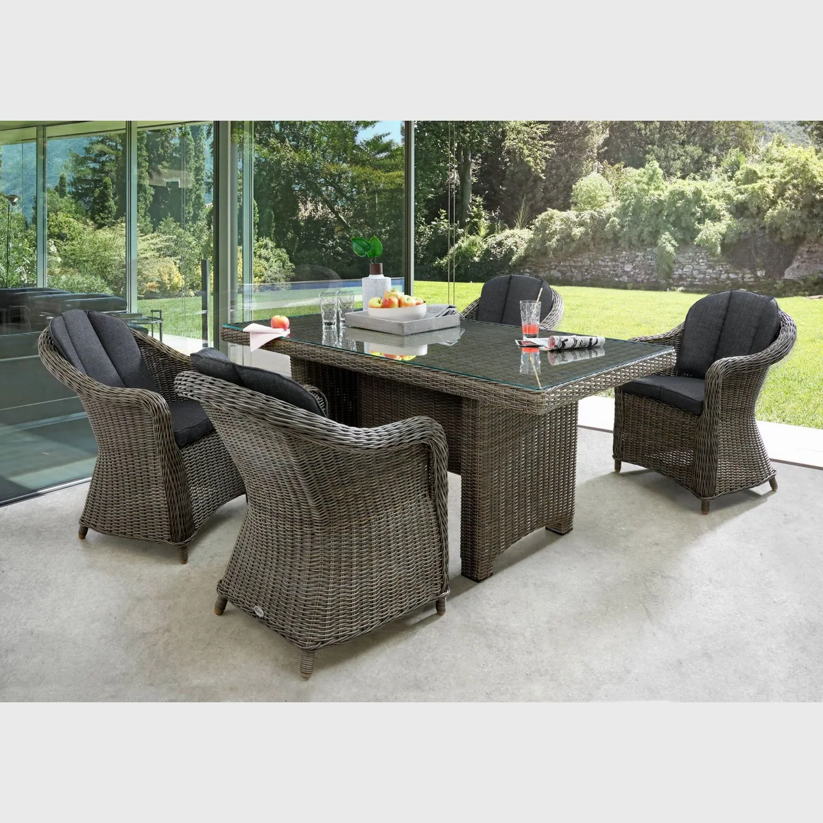 Destiny Garten-Essgruppe MALAGA LUNA, 13-tlg., Aluminium & Polyrattan