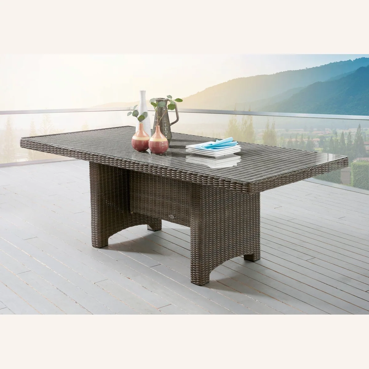 Destiny Garten-Essgruppe MALAGA LUNA, 13-tlg., Aluminium & Polyrattan 2