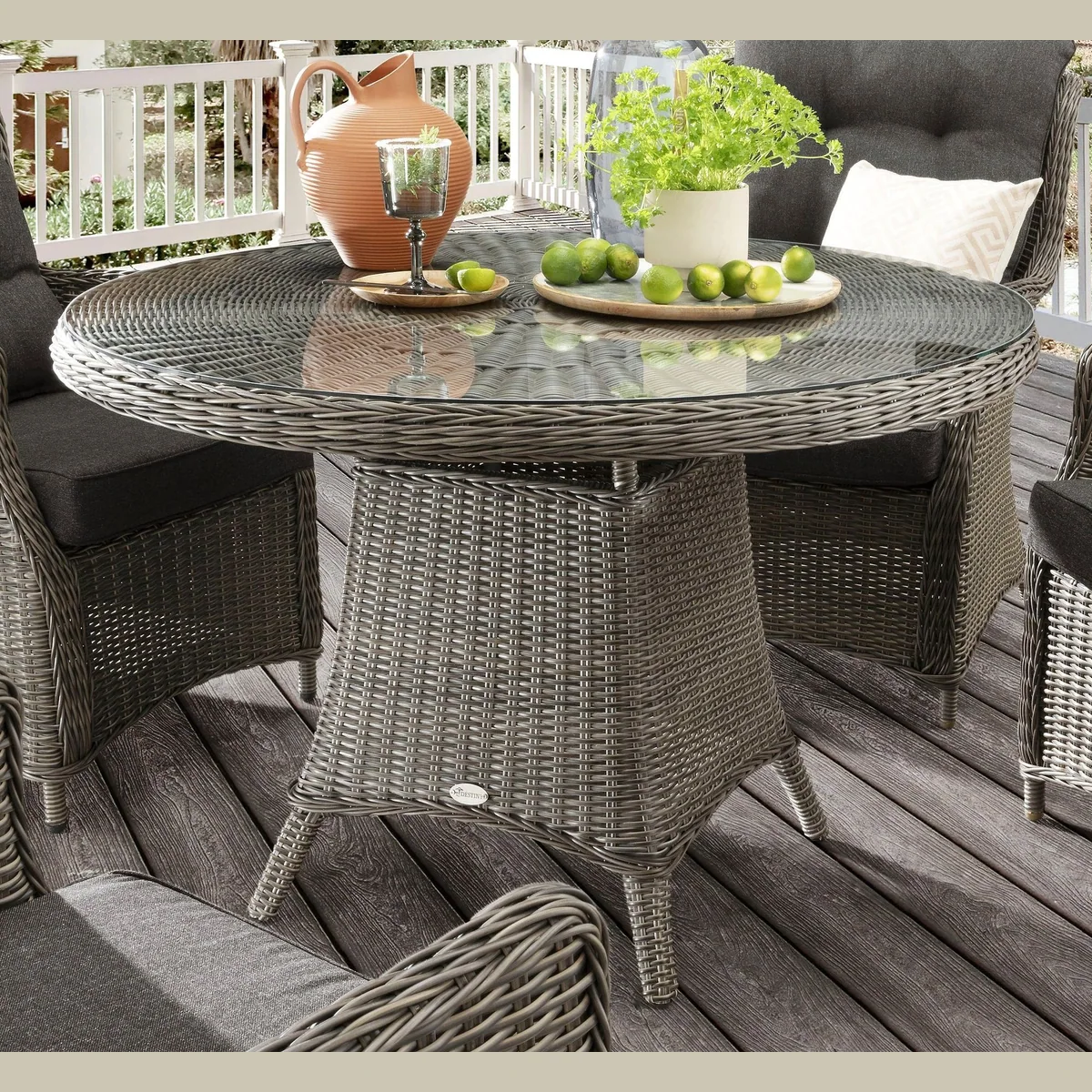 Destiny CASA LUNA Essgruppe, 4 Sessel mit Polster & Tisch Ø 120 cm 4