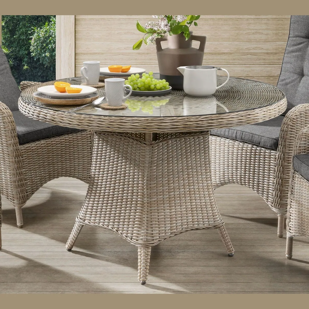 Destiny Garten-Essgruppe PALMA LUNA, stufenlos verstellbare Stühle & Glasplatte — 5-teilig, modern & bequem 2