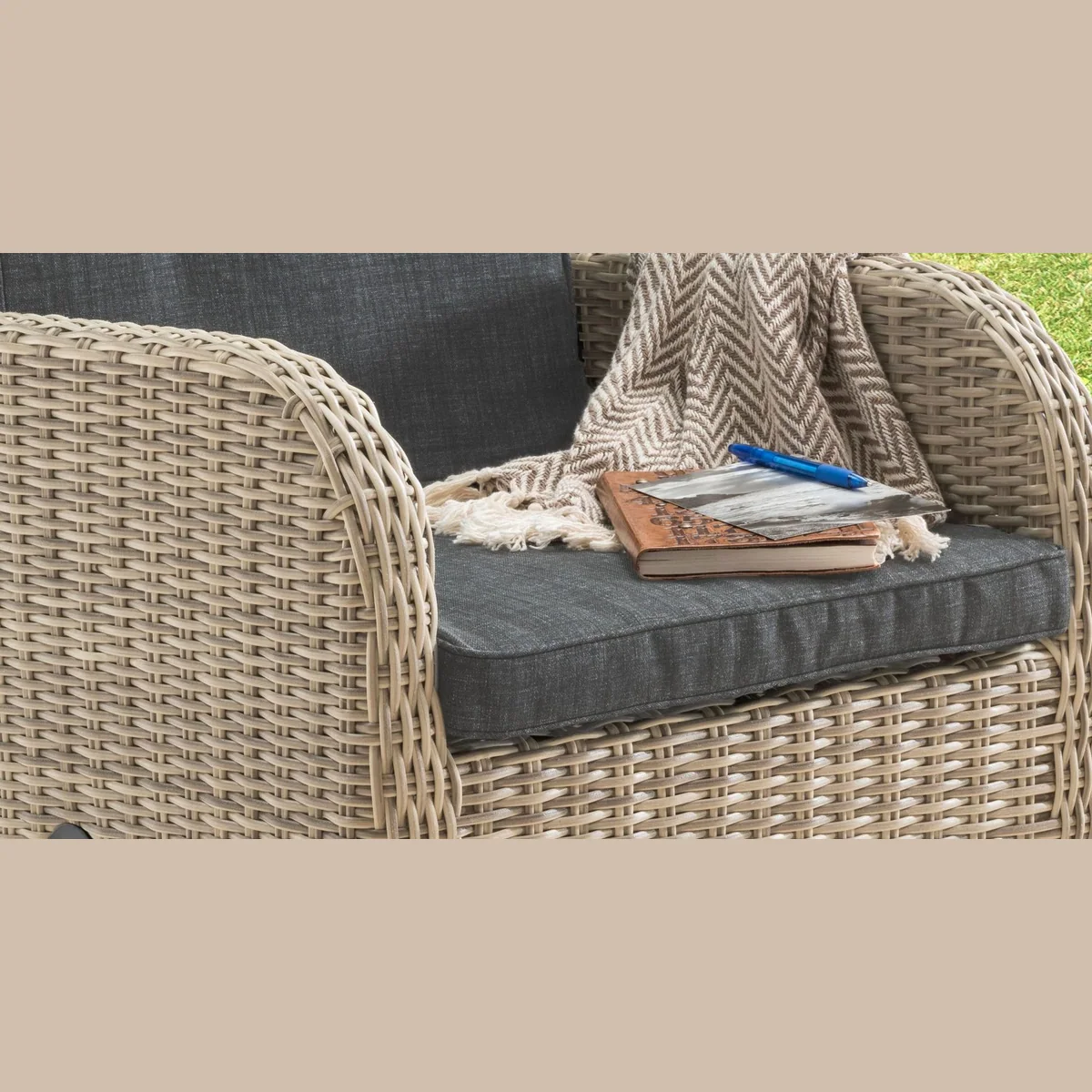 Destiny Garten-Essgruppe PALMA LUNA, stufenlos verstellbare Stühle & Glasplatte — 5-teilig, modern & bequem 5