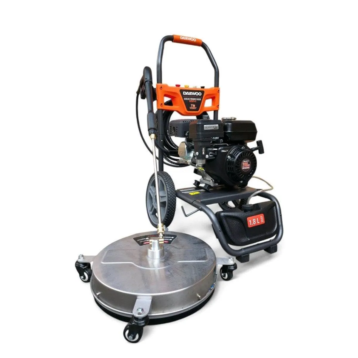 DeTec Hochdruckreiniger DAEWOO 7PS Benzin, 207 bar, 600 l/h, Flächenreiniger Kombiset