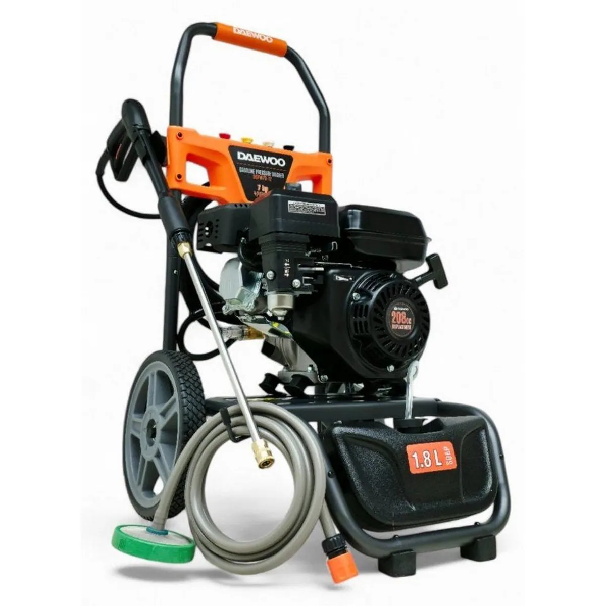 DeTec Hochdruckreiniger DAEWOO 7PS Benzin, 207 bar, 600 l/h, Flächenreiniger Kombiset 2