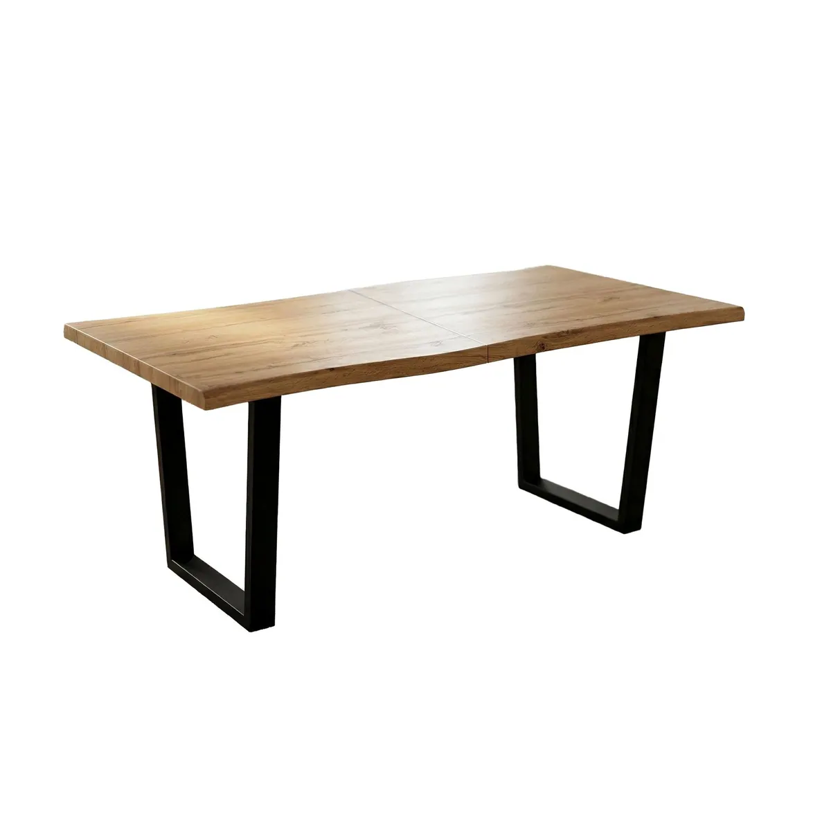 Die Möbelfundgrube Baumkantentisch IRINA, ausziehbar, Wildeiche Optik, U-Gestell schwarz — 180-220 cm 2