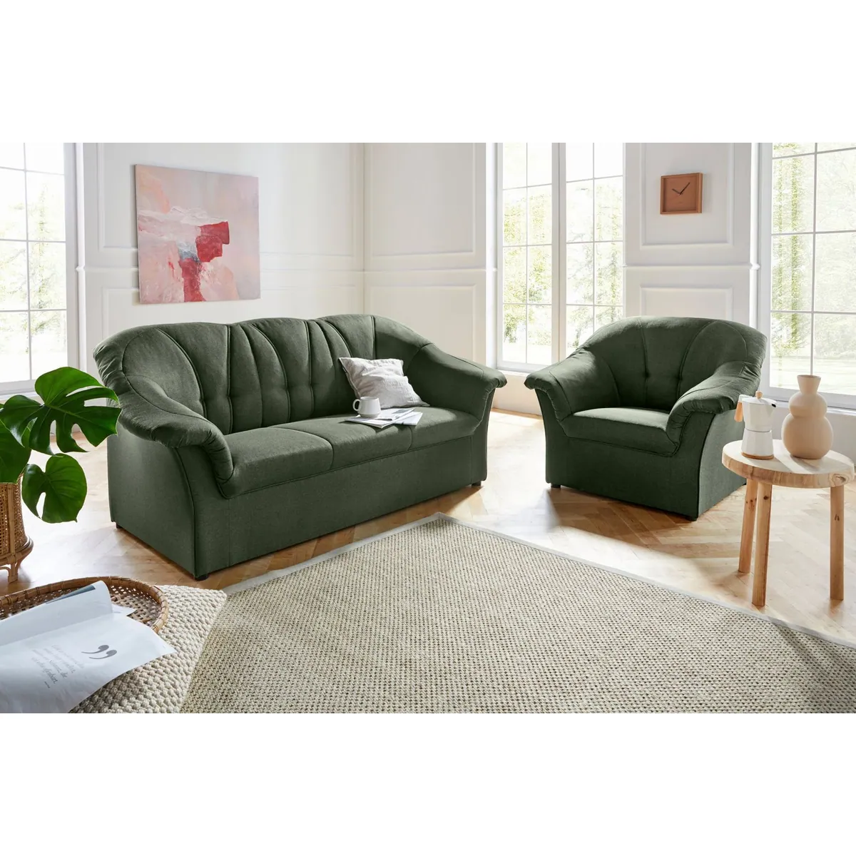 DOMO collection Polstergarnitur Pegnitz, elegantes Set aus Sessel und 3-Sitzer 2
