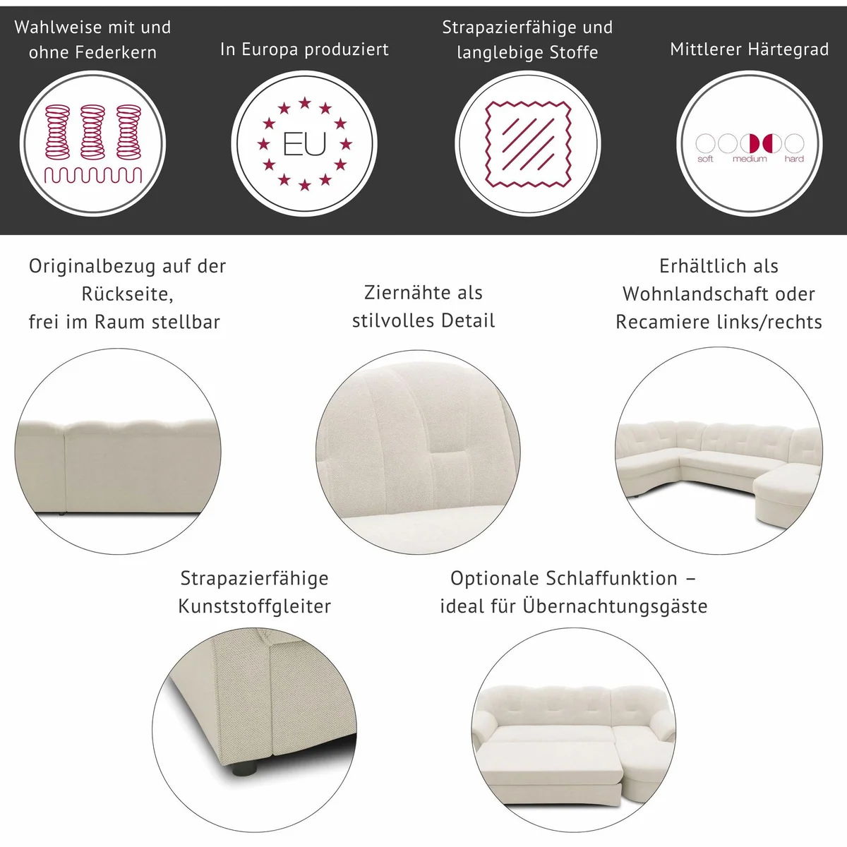 DOMO collection Ecksofa FLORES Schlafsofa, elegantes Design, praktische Bettfunktion, wahlweise Federkern 3
