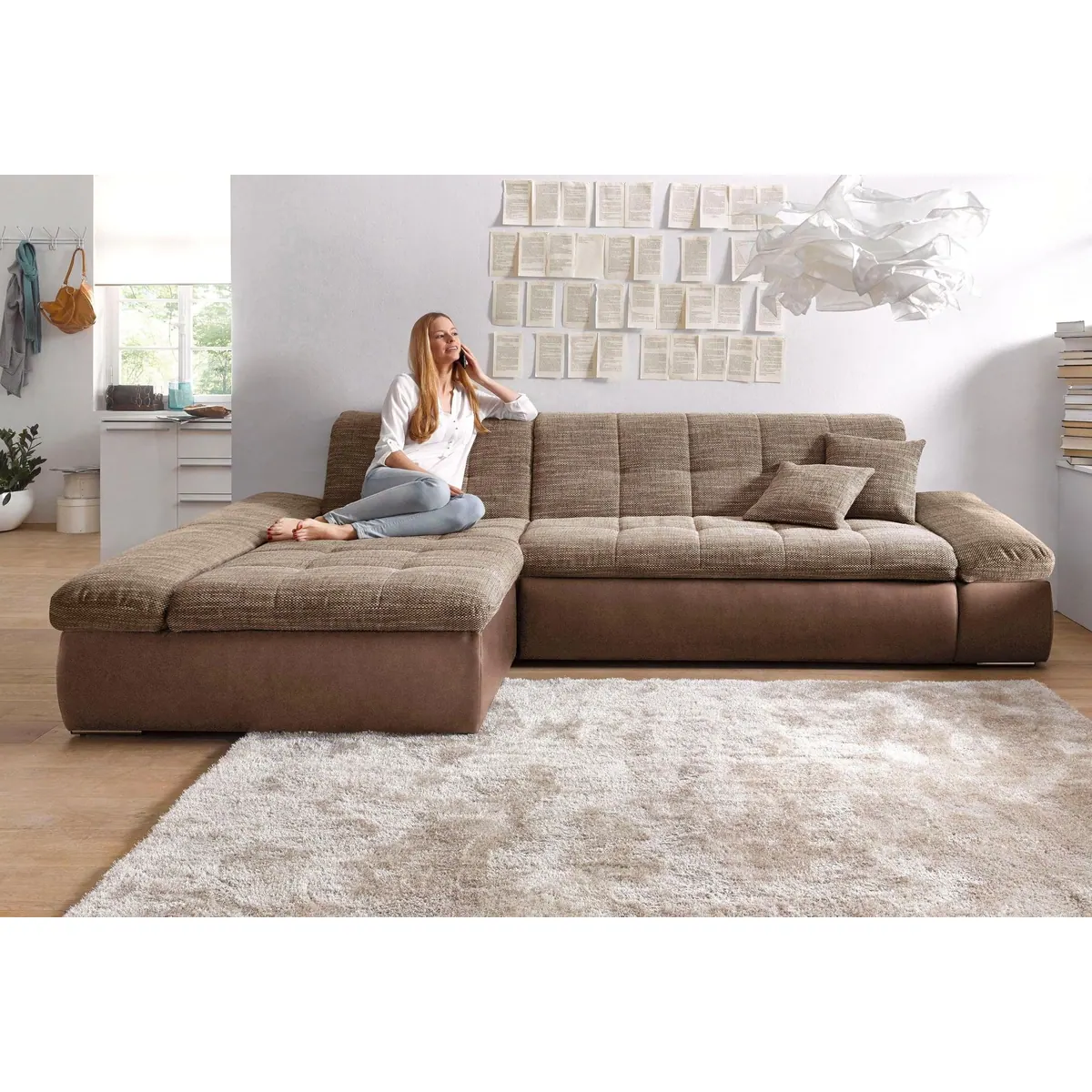 DOMO collection Ecksofa Moric, elegantes Design, viel Platz, wahlweise mit Bettfunktion