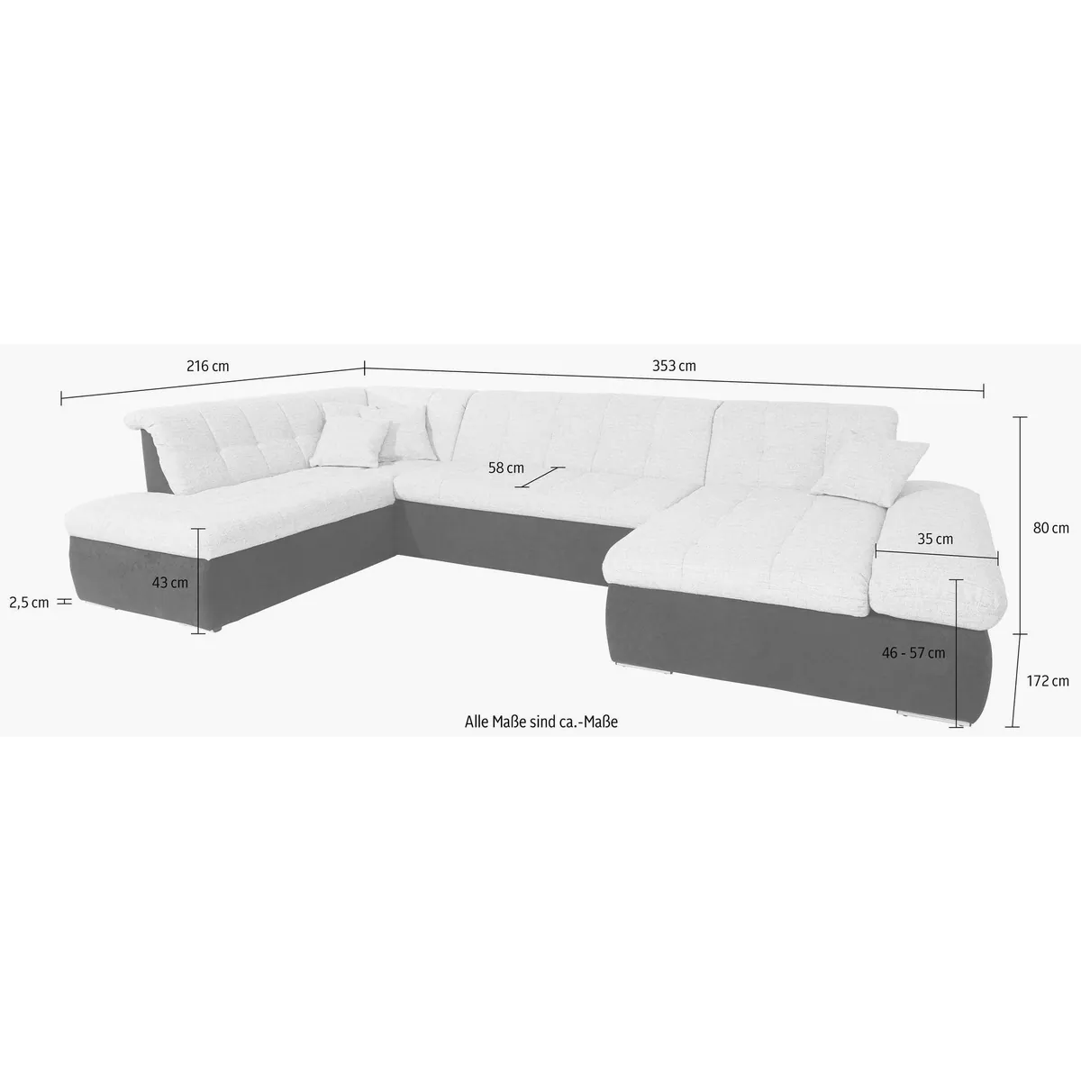 DOMO collection Wohnlandschaft Moric, U-Form, flexibel, mit Bettfunktion — 353x216x80 cm 4