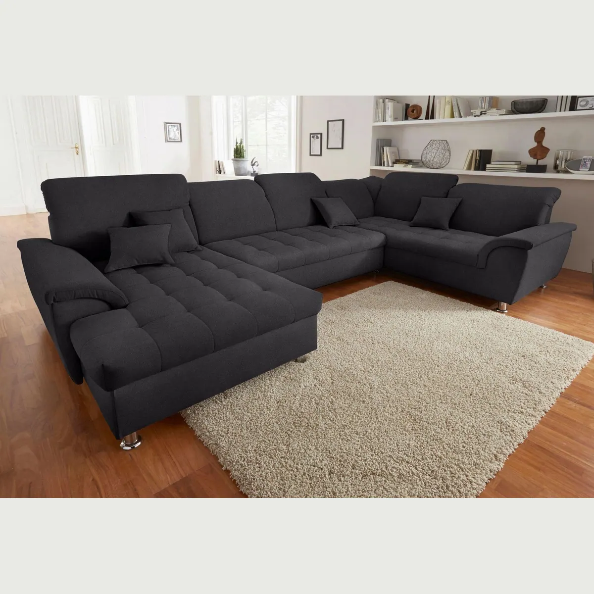 DOMO collection Wohnlandschaft Franzi, Bettfunktion, Kopfteilverstellung, graphite — 352x214 cm