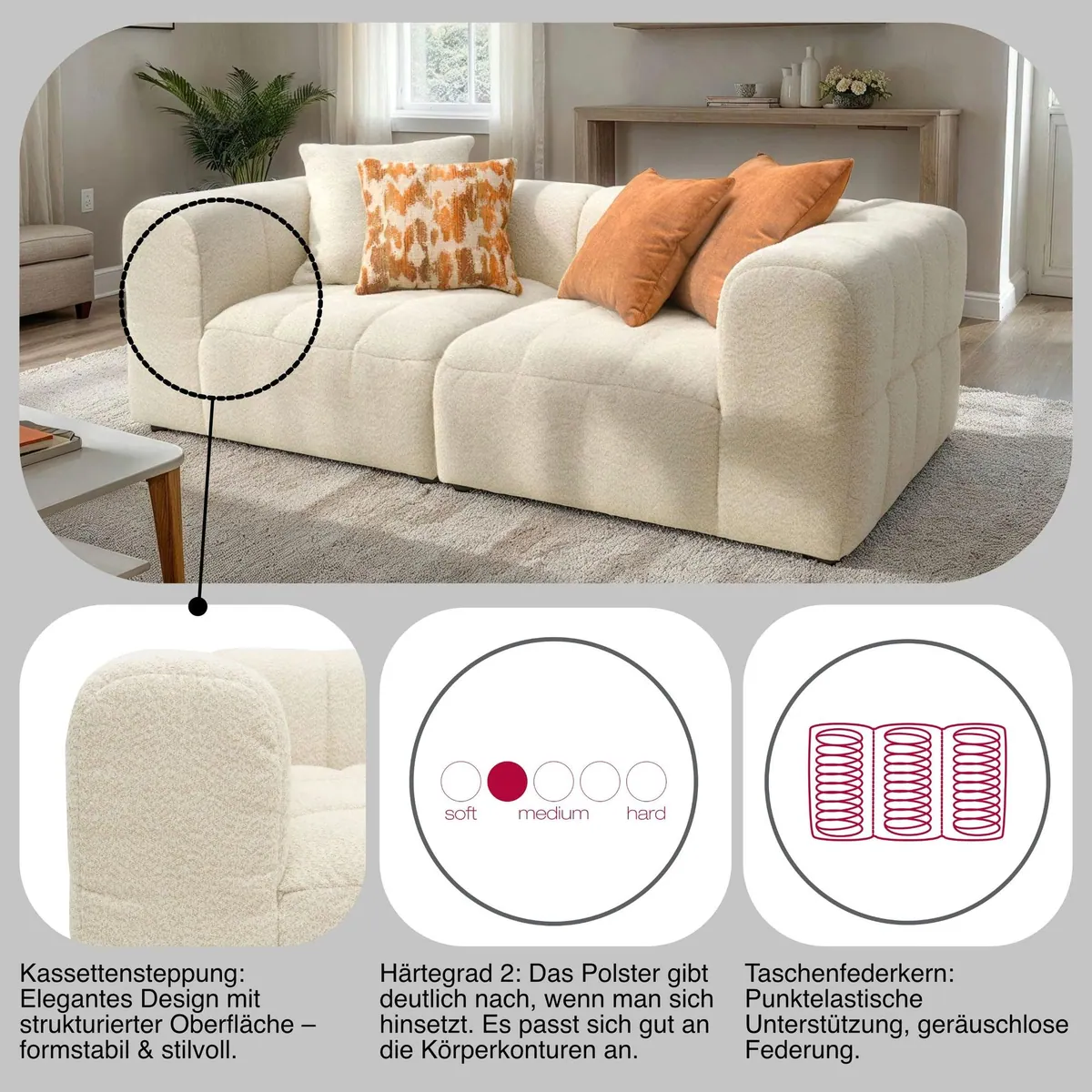 DOMO collection Big-Sofa Ghent, modernes Design, 2 Breiten wählbar, bequeme Federkernpolsterung 3