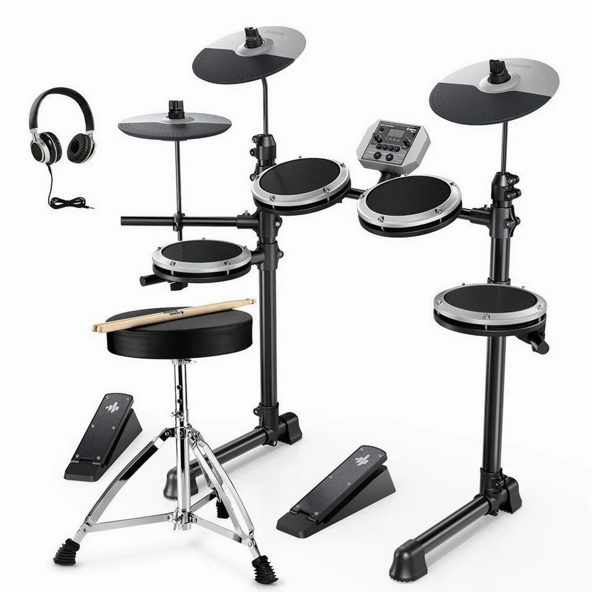 Donner DED-80 E-Drum Set, 4 leise Mesh-Pads, Lernfunktionen, ideal für Wohnung