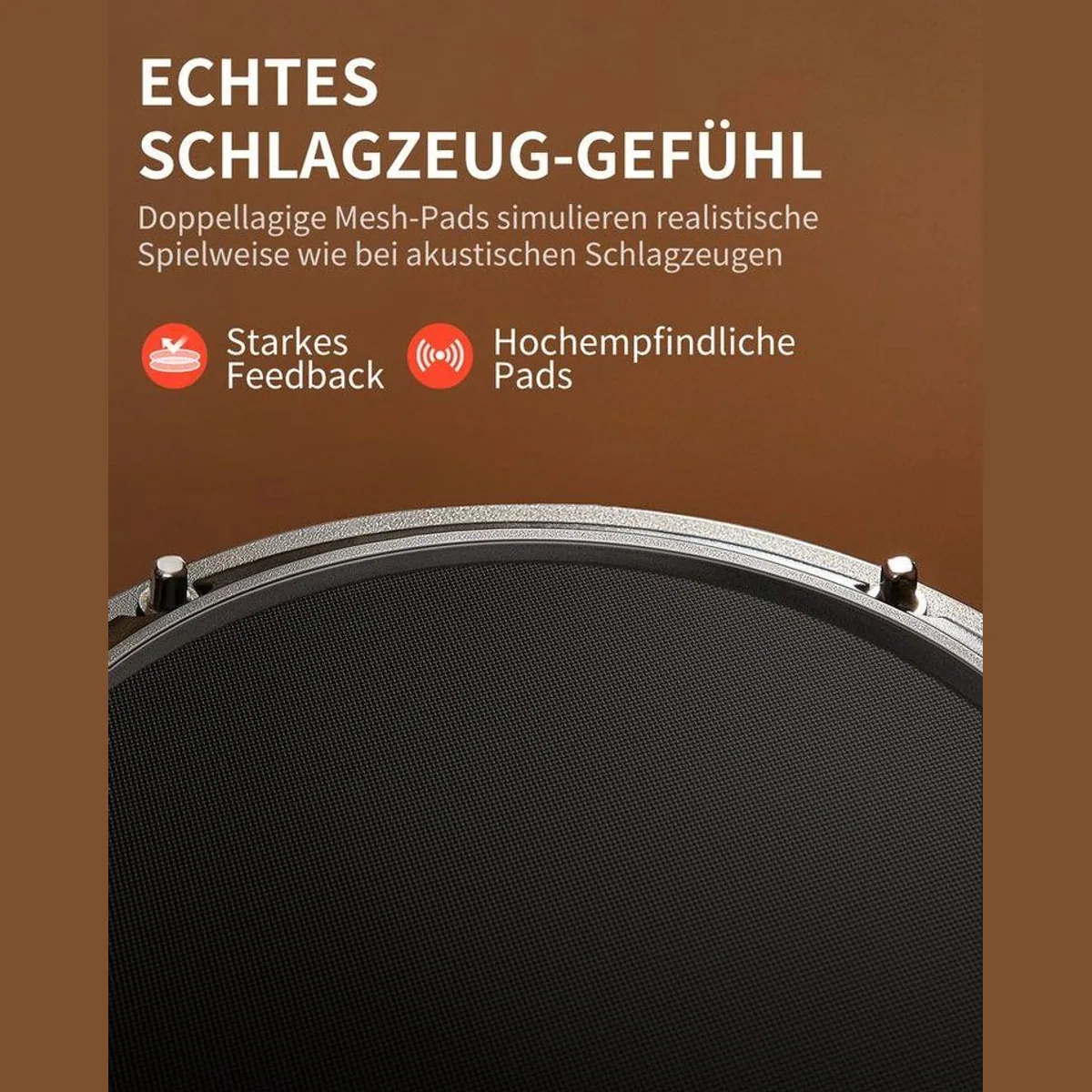 Donner DED-80 E-Drum Set, 4 leise Mesh-Pads, Lernfunktionen, ideal für Wohnung 2