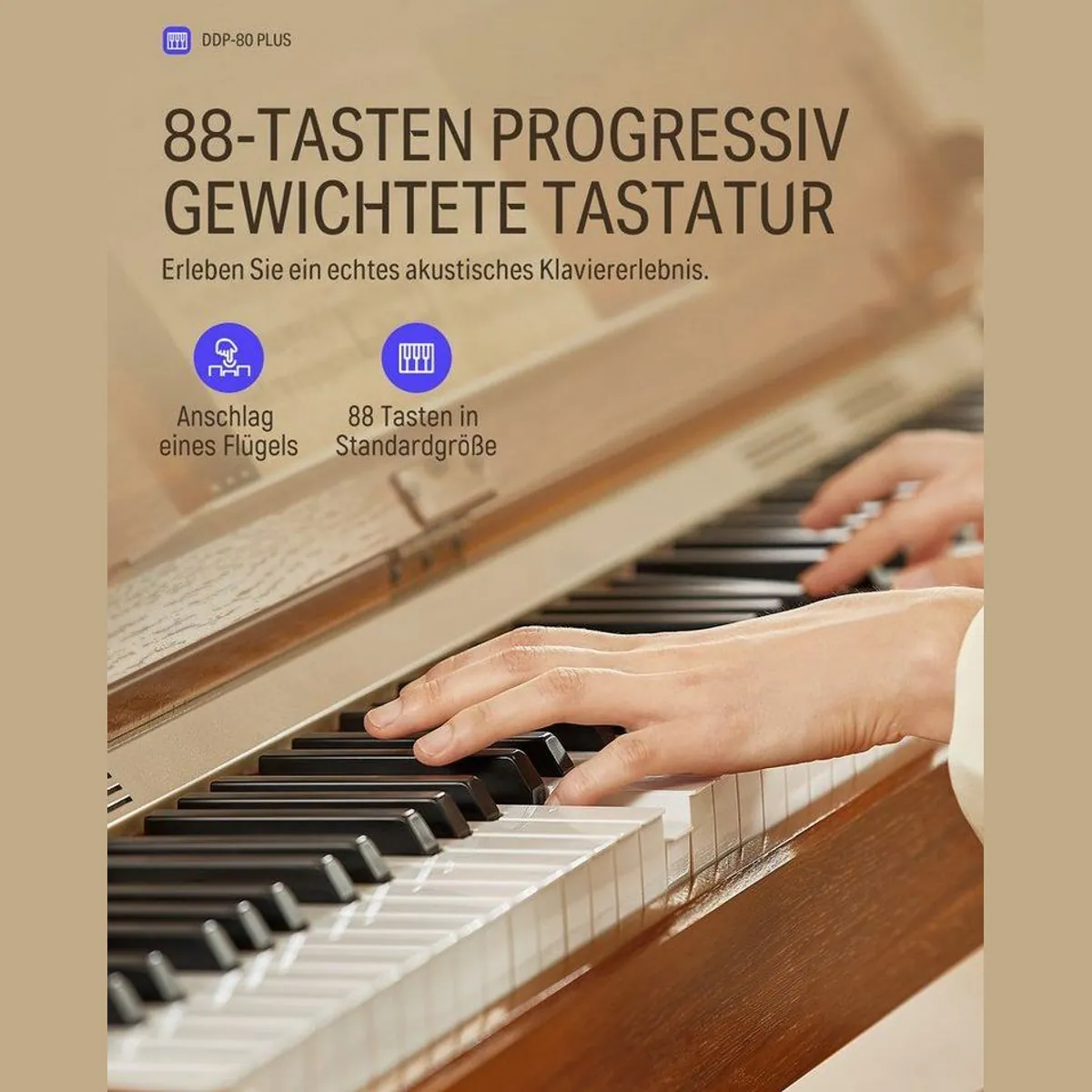 Donner DDP-80 PLUS Digitalpiano, 88 gewichtete Tasten, stilvolles Design 2