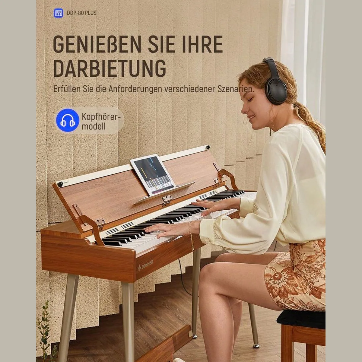 Donner DDP-80 PLUS Digitalpiano, 88 gewichtete Tasten, stilvolles Design 4