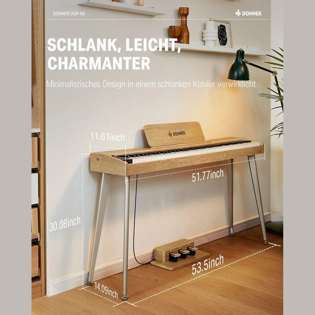 Donner DDP-60 Digitalpiano, 88 halbgewichtete Tasten, 128 Stimmen, 83 Rhythmen 5