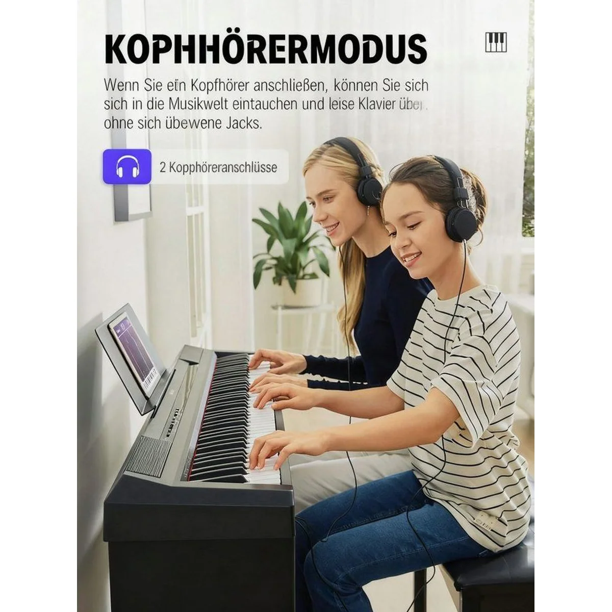 Donner DEP-10 Digitalpiano, 88 Tasten, Halbgewichtete Tastatur, inkl. Möbelständer und Dreifachpedalen 4