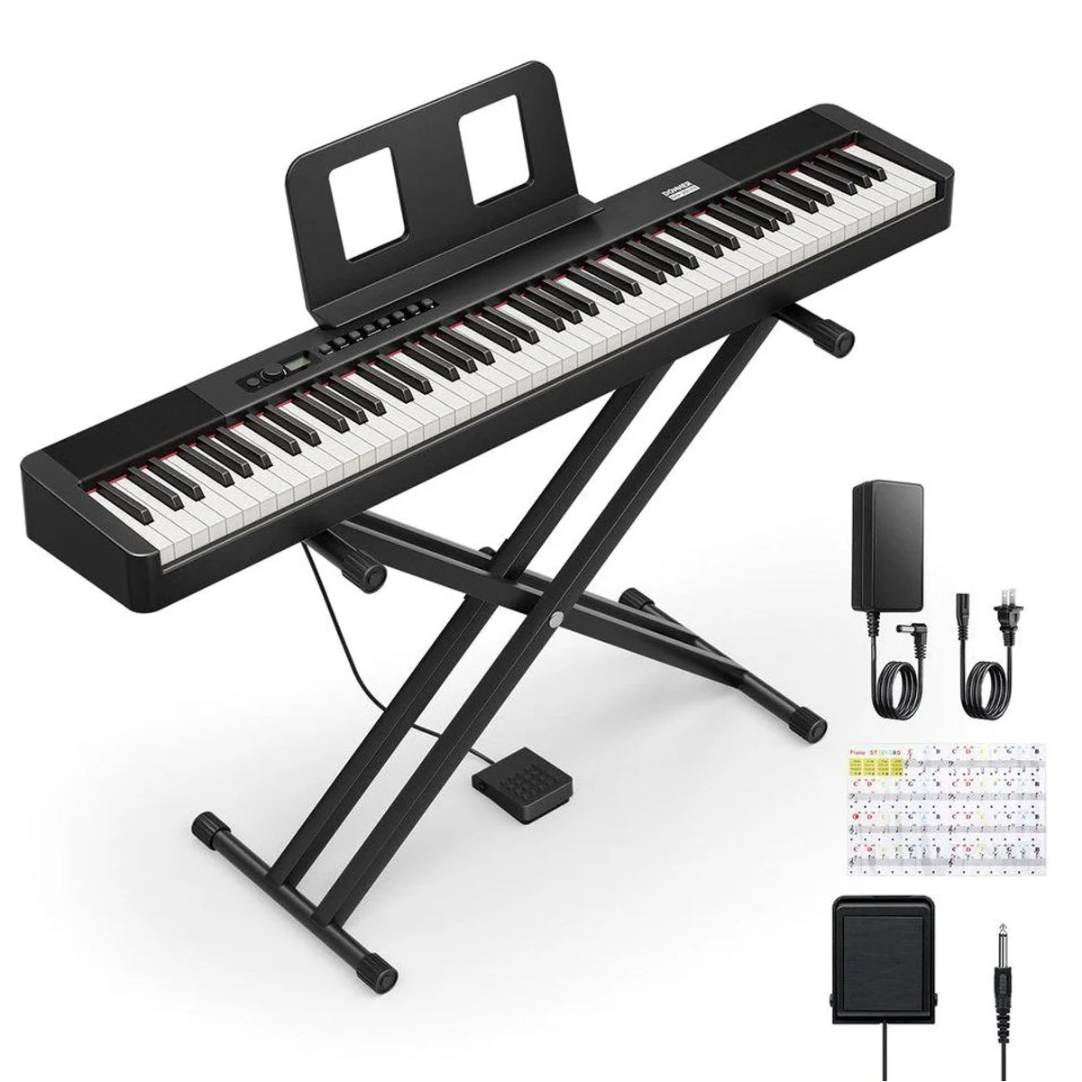 Donner Digitalpiano DEP-20 Lite, 88 gewichtete Tasten, tragbar, inkl. Ständer und Pedal