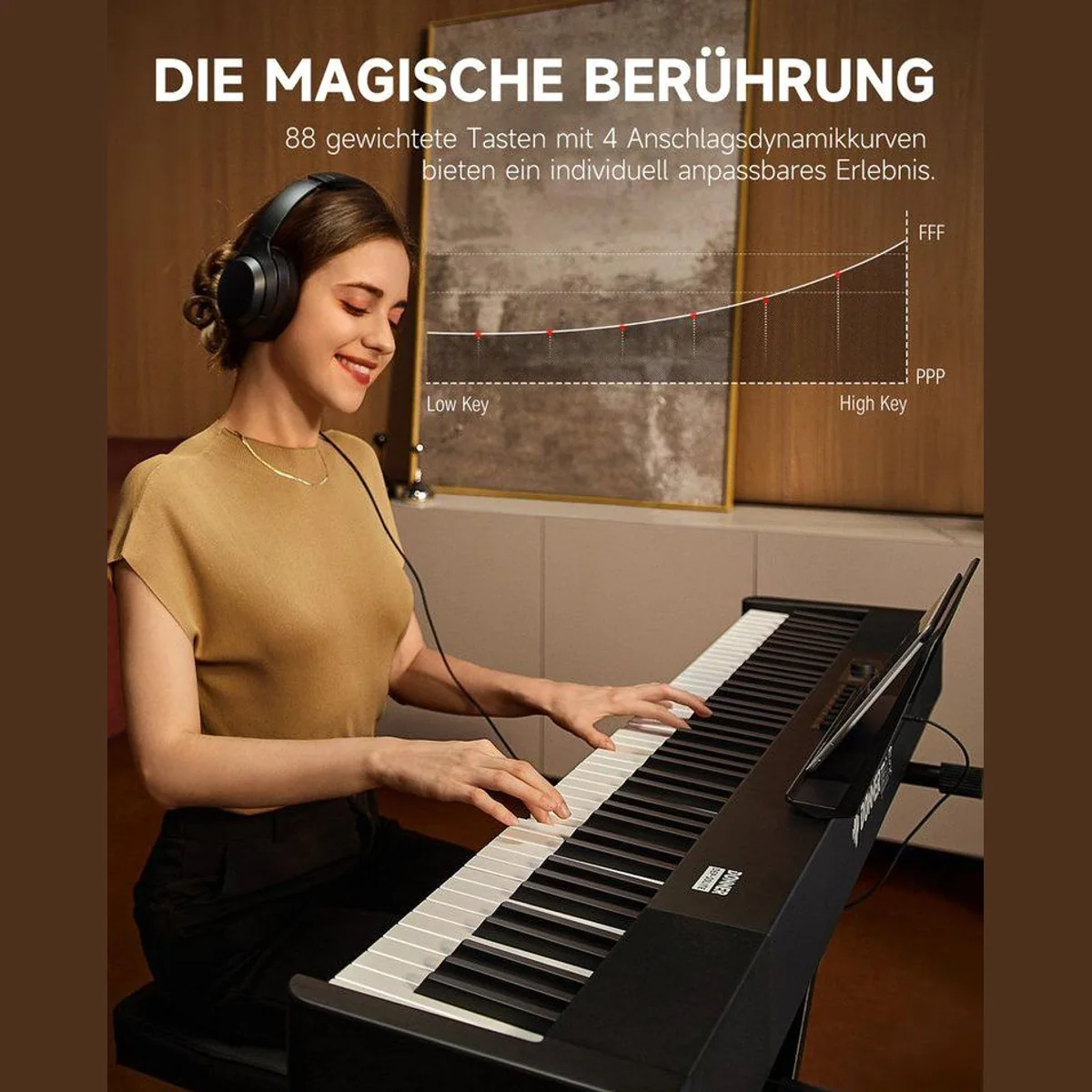 Donner Digitalpiano DEP-20 Lite, 88 gewichtete Tasten, tragbar, inkl. Ständer und Pedal 2