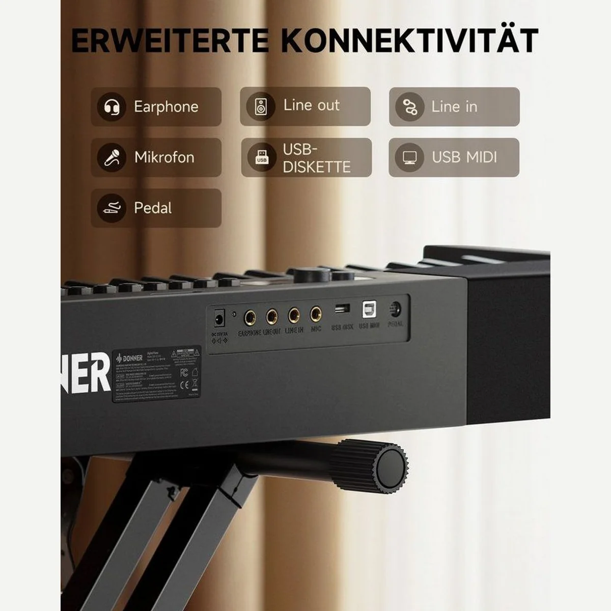 Donner Digitalpiano DEP-20 Lite, 88 gewichtete Tasten, tragbar, inkl. Ständer und Pedal 5