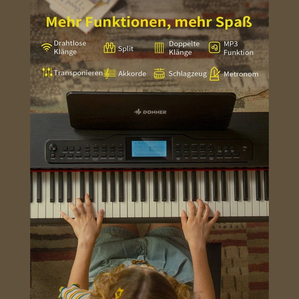 Donner DDP-95 Digitalpiano, 88 Tasten, Bluetooth, 610 Klangvarianten, Aufnahmefunktion 4