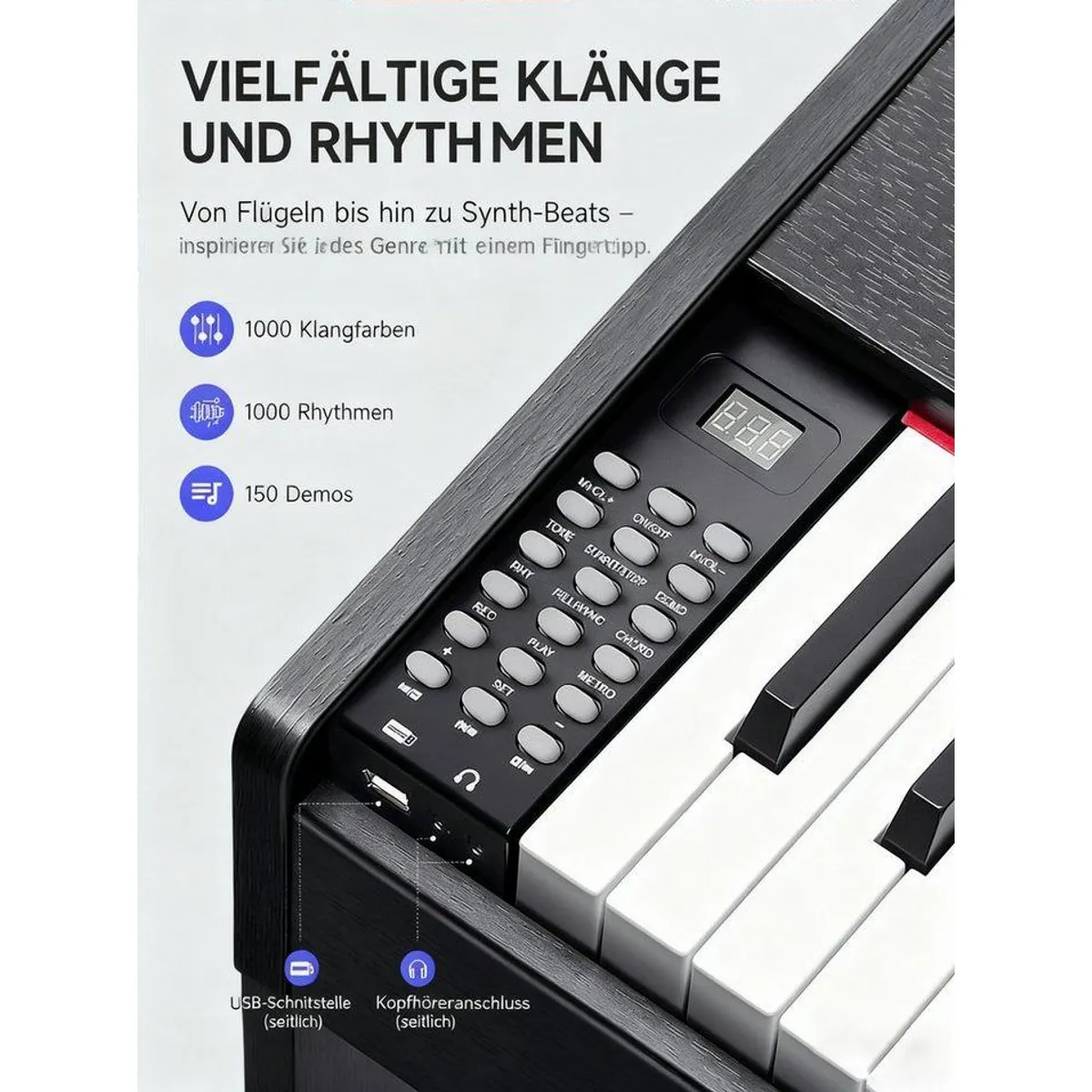 Donner DDP-50 Lite Digitalpiano, 88 gewichtete Tasten, Bluetooth & mehr 3