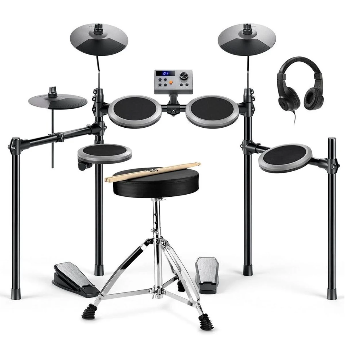 Donner DED-200 E-Drum Set, 450 Sounds, umfassendes Zubehör