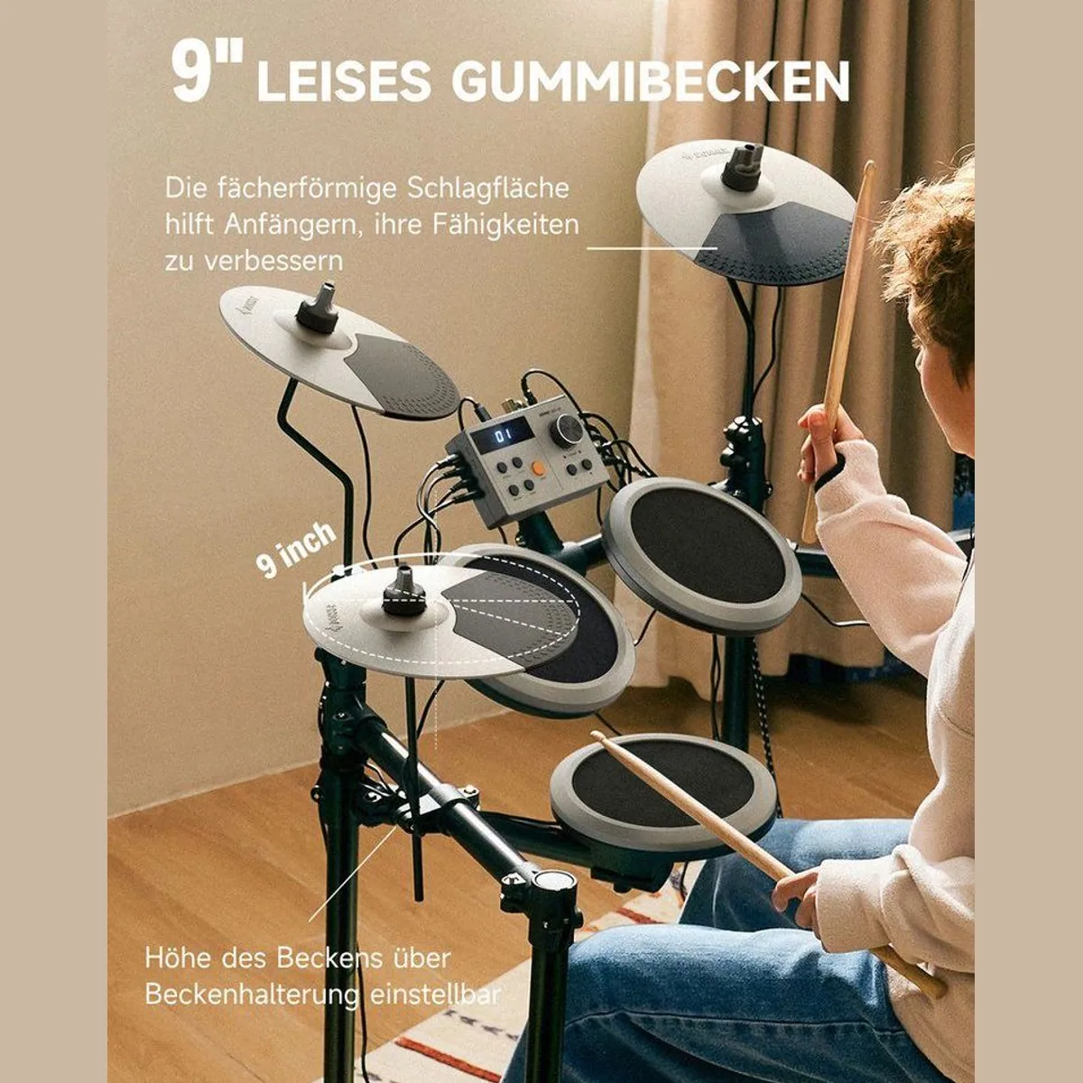 Donner DED-200 E-Drum Set, 450 Sounds, umfassendes Zubehör 5