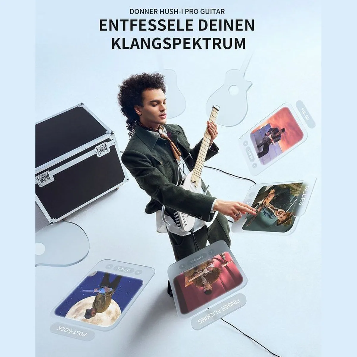 Donner HUSH I PRO Reisegitarre, leicht, inklusive Kopfhörer und Gigbag 2