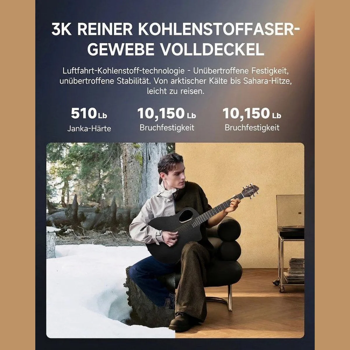 Donner RISING-G1 Akustikgitarre, warmes Klangbild, Komplettset für Anfänger 3