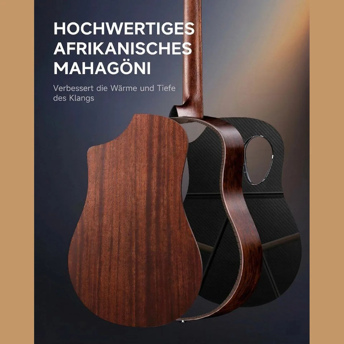 Donner RISING-G1 Akustikgitarre, warmes Klangbild, Komplettset für Anfänger 4