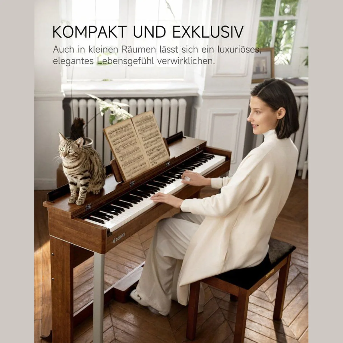 Donner DDP-200 Digitalpiano, 88 gewichtete Tasten, Bluetooth MIDI, Holzgehäuse 5