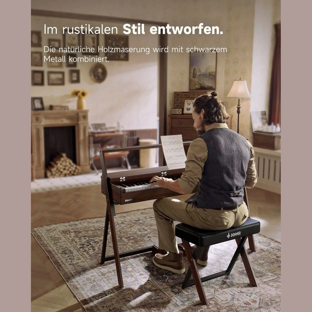 Donner R300 Digitalpiano, 88 gewichtete Tasten, Dual-Bluetooth, 3-Pedal-Funktion 2