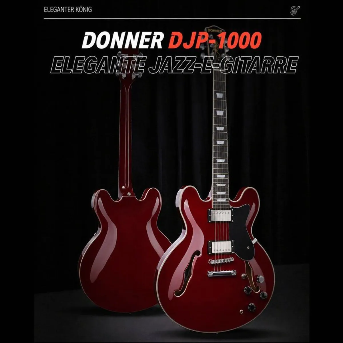 Donner DJP-1000 Semi-Hollow E-Gitarre, 70er-Jahre Sound, Zwei Humbucker mit Coil-Split 5