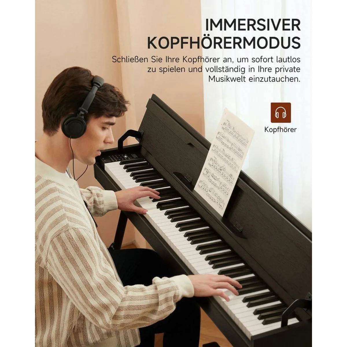Donner DDP-55 Digitalpiano, 88 gewichtete Tasten, 128 Klänge, 100 Rhythmen 4