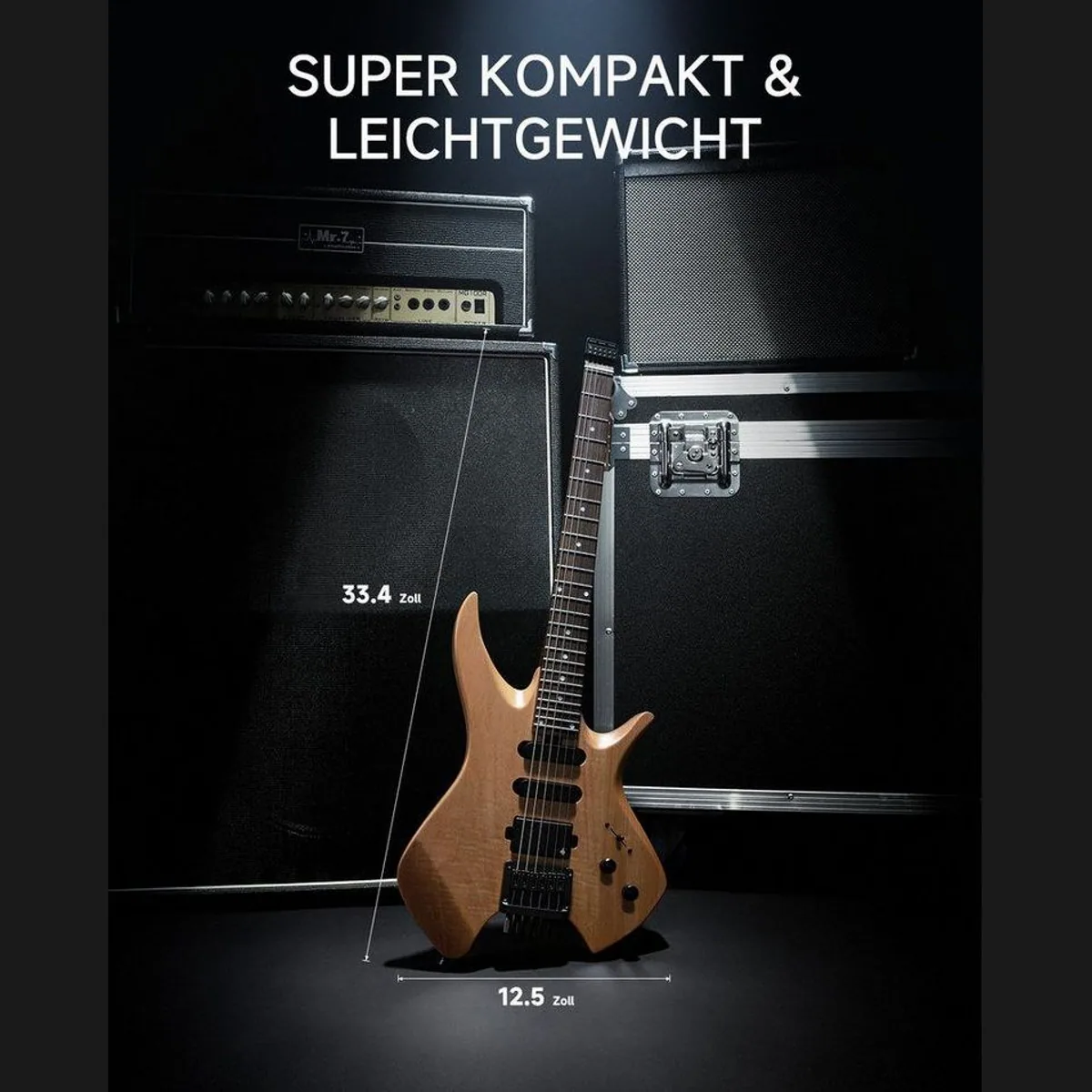 Donner HLX-500 E-Gitarre, leichtes Headless-Design, HSS-Pickups, inkl. Tasche 2