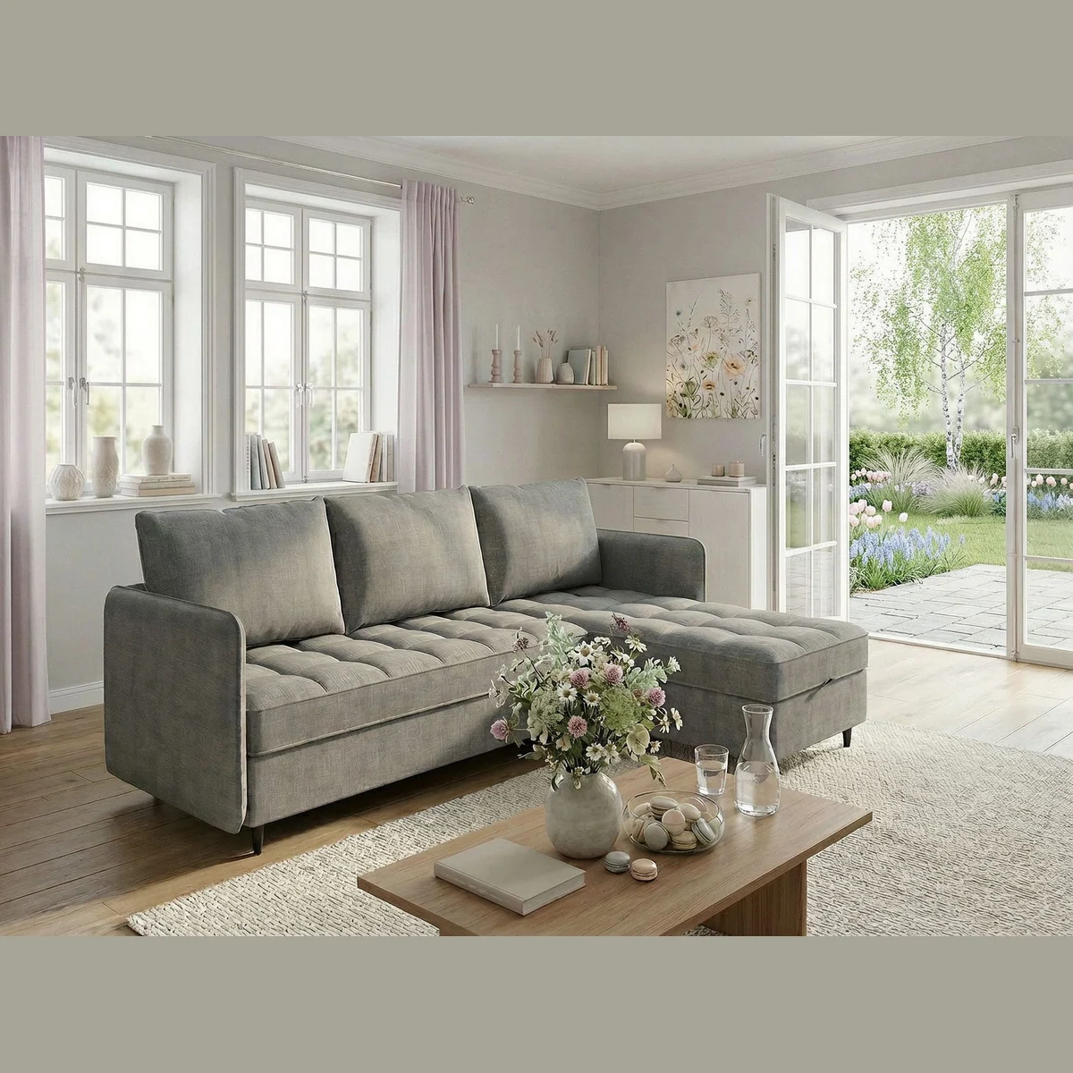 Dorel Home Ecksofa LINDHUS, Chenille, L-Form, vielseitig verstellbar